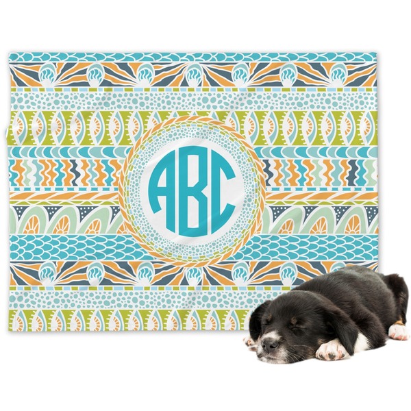 Custom Abstract Teal Stripes Dog Blanket (Personalized)