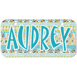 Abstract Teal Stripes Mini/Bicycle License Plate (2 Holes) (Personalized)
