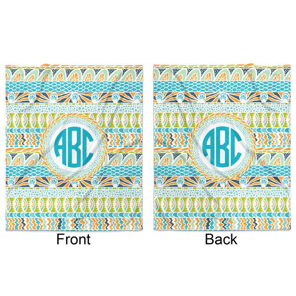 Abstract Teal Stripes Minky Blanket - 50"x60" - Double Sided - Front & Back