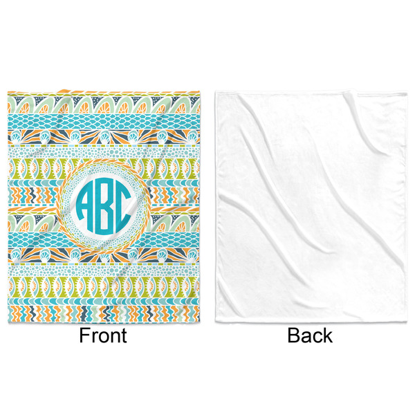 Abstract Teal Stripes Minky Blanket - 50"x60" - Single Sided - Front & Back
