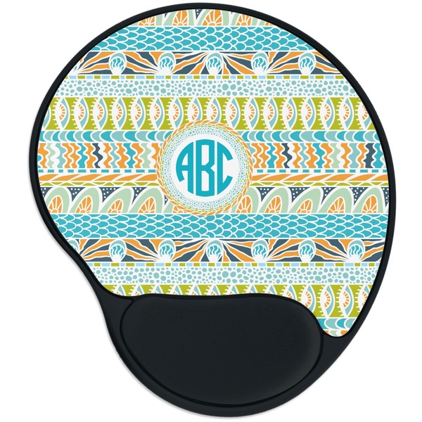 Custom Abstract Teal Stripes Mouse Pad with Wrist Support