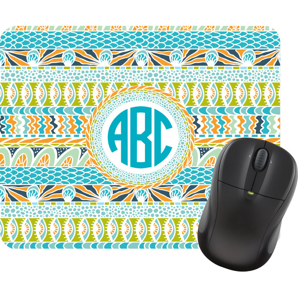 Custom Abstract Teal Stripes Rectangular Mouse Pad (Personalized)