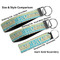 Abstract Teal Stripes Multiple Key Ring comparison sizes