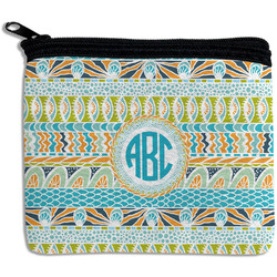 Abstract Teal Stripes Rectangular Coin Purse (Personalized)
