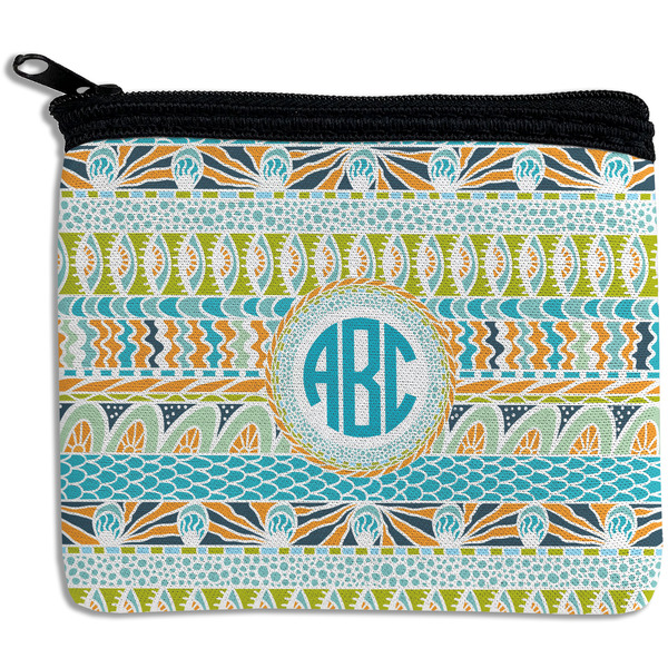 Custom Abstract Teal Stripes Rectangular Coin Purse (Personalized)