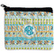 Abstract Teal Stripes Neoprene Coin Purse - Front