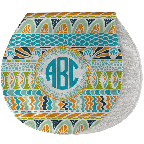 Custom Abstract Teal Stripes Burp Pad - Velour w/ Monogram