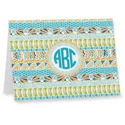 Abstract Teal Stripes Note cards (Personalized)