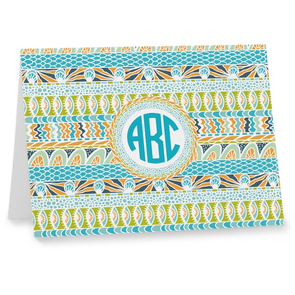 Custom Abstract Teal Stripes Note cards (Personalized)