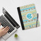 Abstract Teal Stripes Notebook Padfolio - LIFESTYLE (large)