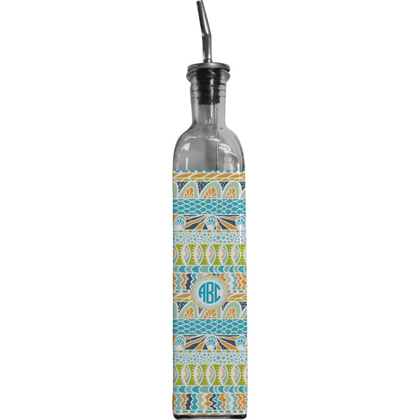 Custom Abstract Teal Stripes Oil Dispenser Bottle (Personalized)