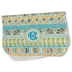 Abstract Teal Stripes Burp Cloth - Fleece w/ Monogram