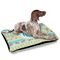 Abstract Teal Stripes Outdoor Dog Beds - Large - IN CONTEXT
