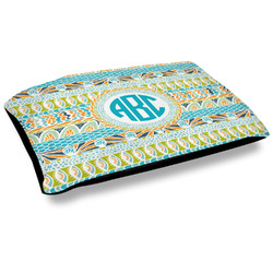 Abstract Teal Stripes Dog Bed w/ Monogram