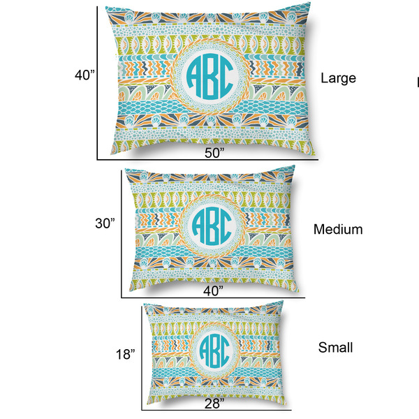 Abstract Teal Stripes Outdoor Dog Beds - SIZE CHART