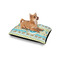 Abstract Teal Stripes Outdoor Dog Beds - Small - IN CONTEXT