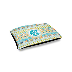 Abstract Teal Stripes Outdoor Dog Bed - Small (Personalized)