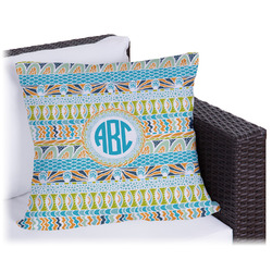 Abstract Teal Stripes Outdoor Pillow - 18" (Personalized)
