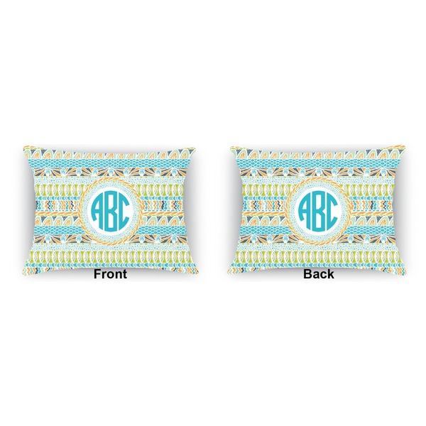 Abstract Teal Stripes  Outdoor Rectangular Throw Pillow (Front and Back)