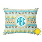 Abstract Teal Stripes Outdoor Throw Pillow (Rectangular) (Personalized)