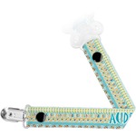 Abstract Teal Stripes Pacifier Clip (Personalized)