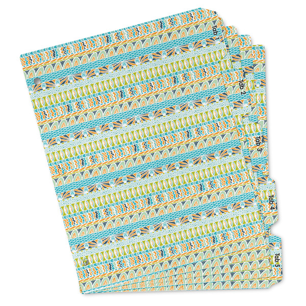 Custom Abstract Teal Stripes Binder Tab Divider Set (Personalized)