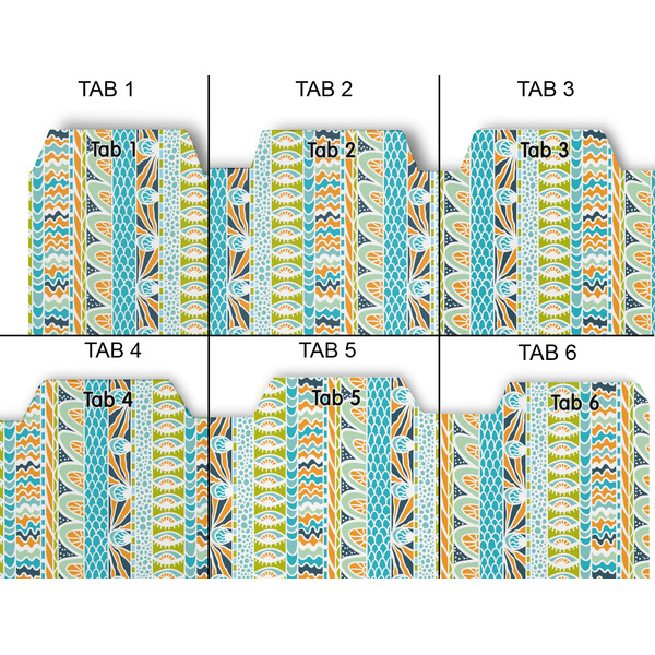 Abstract Teal Stripes Page Dividers - Set of 6 - Approval