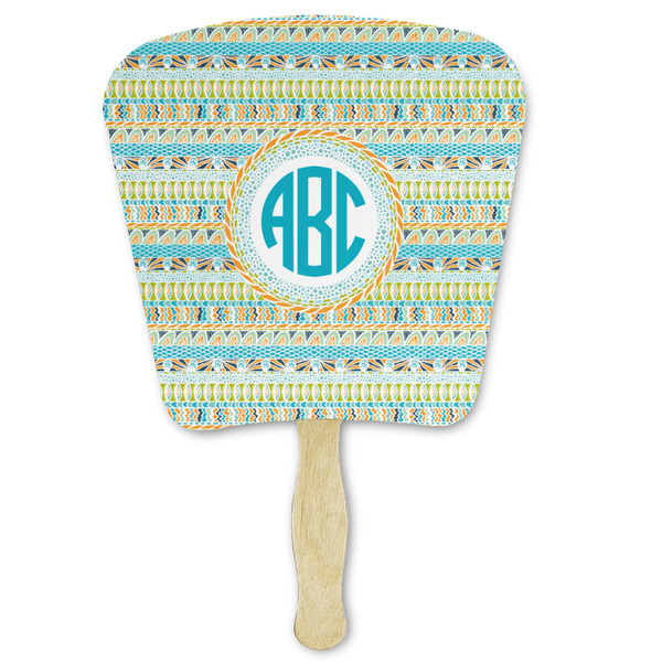 Custom Abstract Teal Stripes Paper Fan (Personalized)