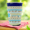 Abstract Teal Stripes Party Cup Sleeves - with bottom - Lifestyle
