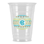 Abstract Teal Stripes Party Cups - 16oz (Personalized)
