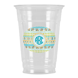 Abstract Teal Stripes Party Cups - 16oz (Personalized)