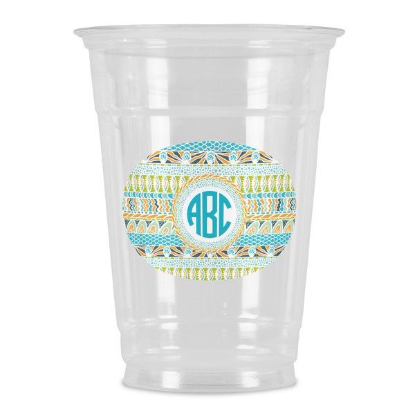 Custom Abstract Teal Stripes Party Cups - 16oz (Personalized)