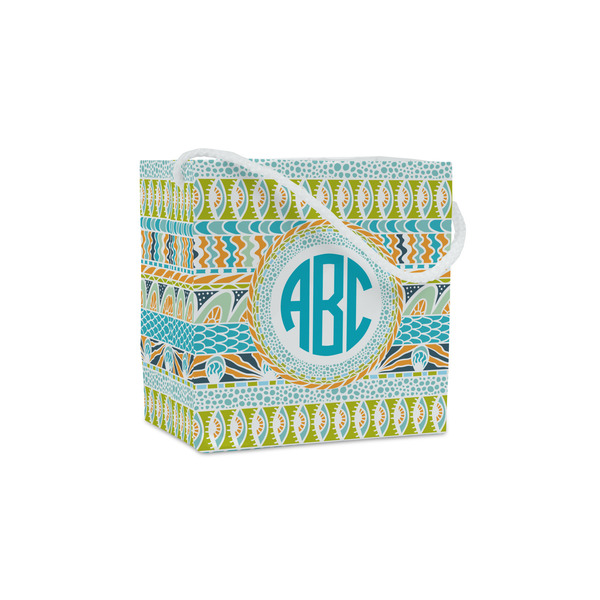Custom Abstract Teal Stripes Party Favor Gift Bags (Personalized)