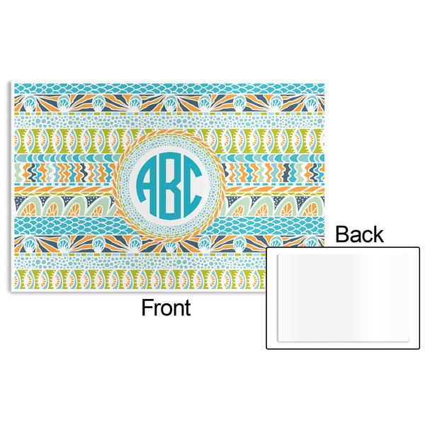 Abstract Teal Stripes Disposable Paper Placemat - Front & Back