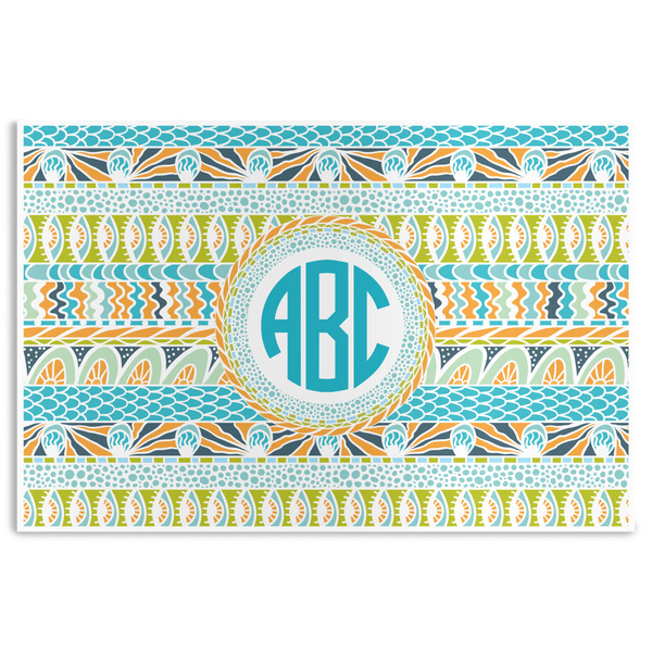 Custom Abstract Teal Stripes Disposable Paper Placemats (Personalized)