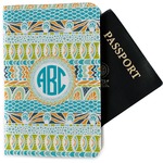 Abstract Teal Stripes Passport Holder - Fabric (Personalized)