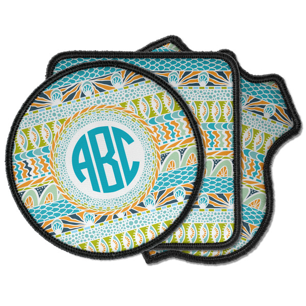 Custom Abstract Teal Stripes Iron on Patches (Personalized)