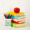 Abstract Teal Stripes Pencil Holder - LIFESTYLE pencil