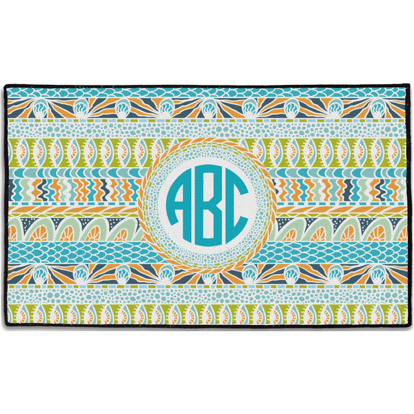 Custom Abstract Teal Stripes Door Mat - 60"x36" (Personalized)