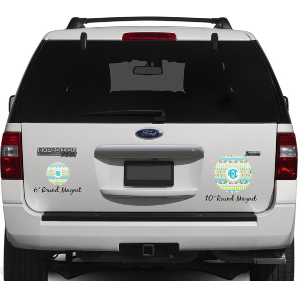 Abstract Teal Stripes Personalized Car Magnets on Ford Explorer