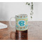 Abstract Teal Stripes Personalized Coffee Mug - Lifestyle