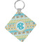 Abstract Teal Stripes Personalized Diamond Key Chain