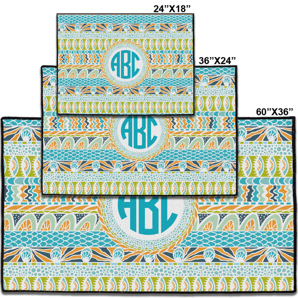 Abstract Teal Stripes Personalized Door Mat - Group Parent IMF