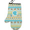 Abstract Teal Stripes Personalized Oven Mitt - Left