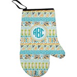 Abstract Teal Stripes Right Oven Mitt (Personalized)