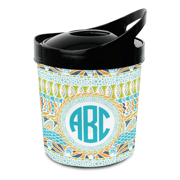 Custom Abstract Teal Stripes Plastic Ice Bucket (Personalized)