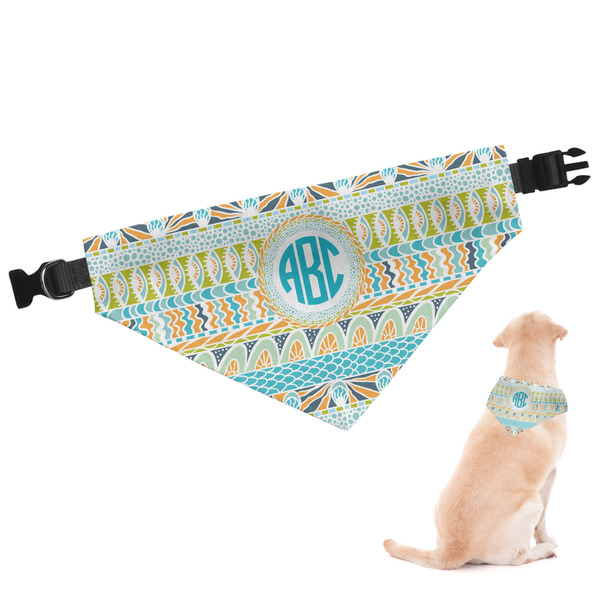 Custom Abstract Teal Stripes Dog Bandana - Large (Personalized)