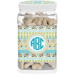 Abstract Teal Stripes Dog Treat Jar (Personalized)