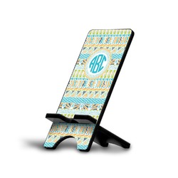 Abstract Teal Stripes Cell Phone Stand (Personalized)