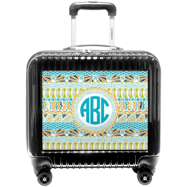 Custom Abstract Teal Stripes Pilot / Flight Suitcase (Personalized)